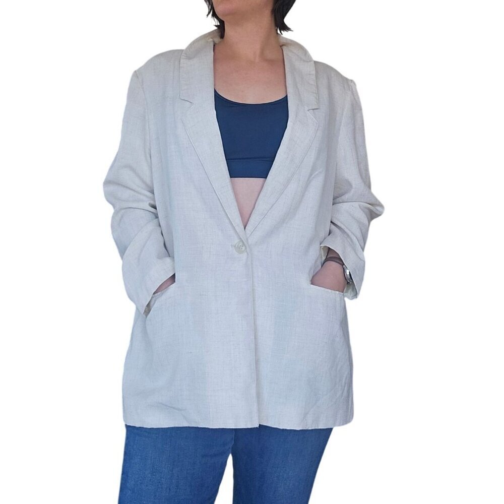 Vintage 90s Alison Daley Off White Blazer Women's Size 20W Minimalist Business